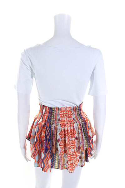 Ramy Brook Womens Abstract Print Tiered Mini Skirt Multi Colored Size Extra Smal