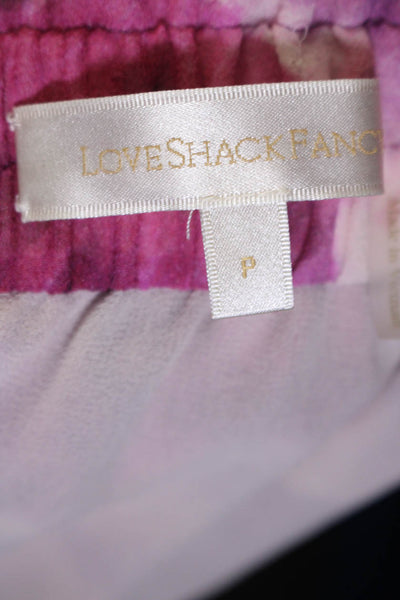 Love Shack Fancy Womens Silk Tiered A Line Mini Skirt Purple Pink Size Petite