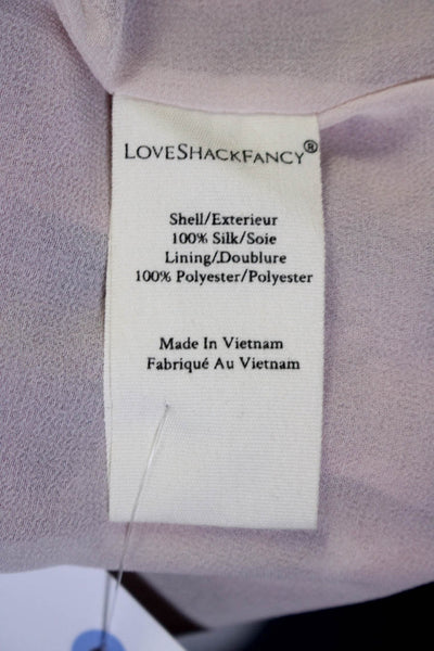 Love Shack Fancy Womens Silk Tiered A Line Mini Skirt Purple Pink Size Petite