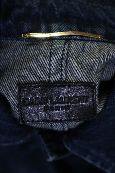 Saint Laurent Womens Denim Button Down Belted Dress Blue Size Extra Small