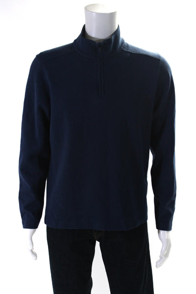 Bonobos Men's High Neck Long Sleeves Quarter Zip Pullover Sweatshirt Blue Size M