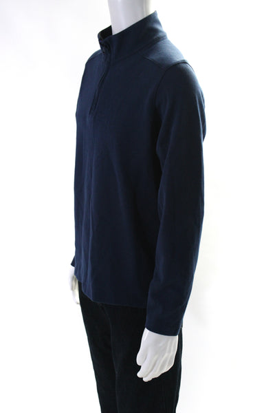 Bonobos Men's High Neck Long Sleeves Quarter Zip Pullover Sweatshirt Blue Size M