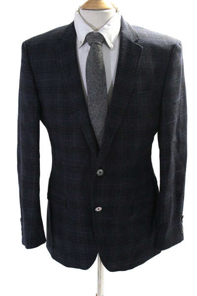 Boss Hugo Boss Men's Long Sleeves Lined Two Button Plaid Jacket Size 42