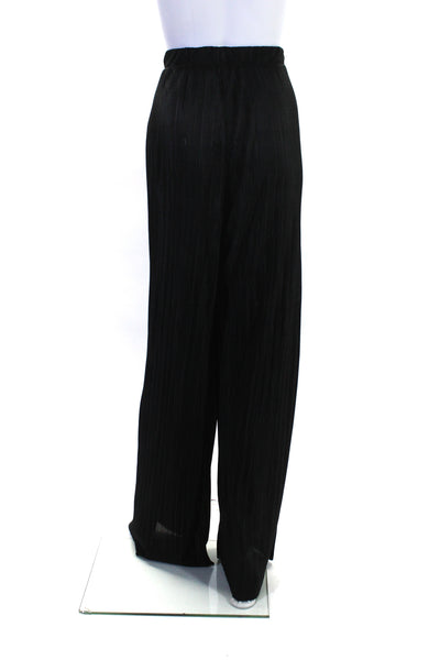 Zara Womens Long Sleeve V Neck Pleated Shirt Pants Set Black Size Large