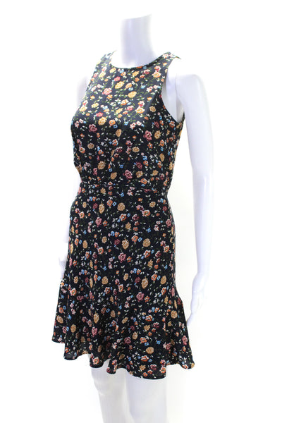 J Crew Mercantile Womens Floral Print Round Neck Sleeveless Dress Navy Size 00