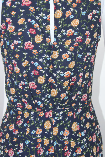 J Crew Mercantile Womens Floral Print Round Neck Sleeveless Dress Navy Size 00