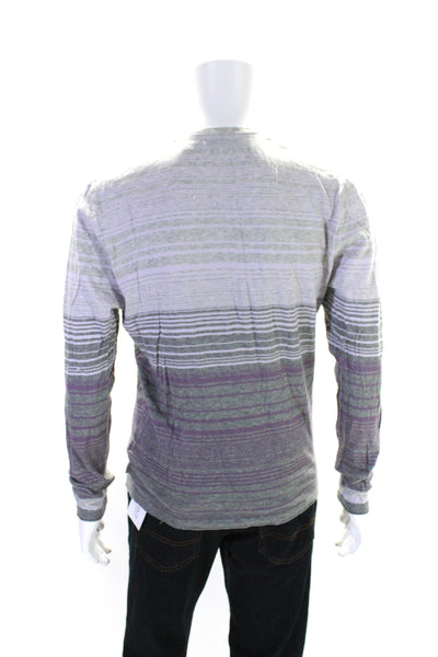 Ted Baker London Mens Striped Long Sleeves Sweater Gray Purple Cotton Size 4