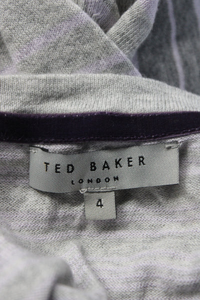 Ted Baker London Mens Striped Long Sleeves Sweater Gray Purple Cotton Size 4