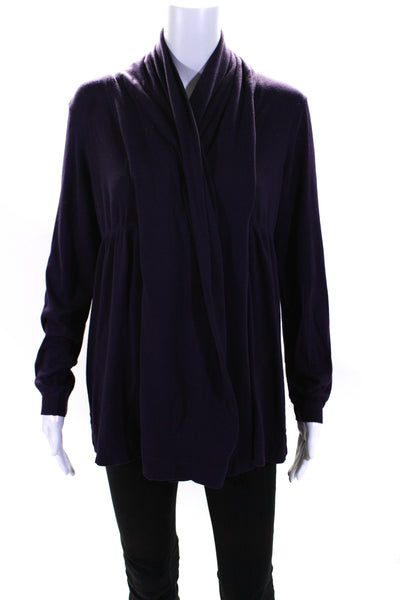 Calvin Klein Womens Cotton Long Sleeve Tie Front Cardigan Sweater Purple Size L