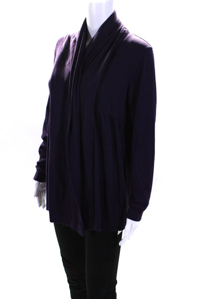 Calvin Klein Womens Cotton Long Sleeve Tie Front Cardigan Sweater Purple Size L