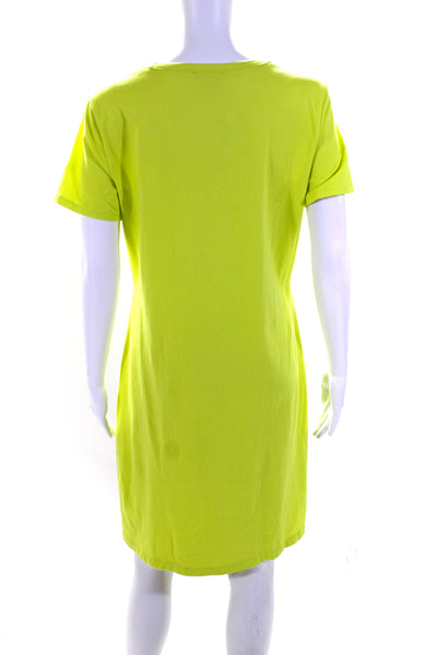 Calvin Klein Womens Cotton Short Sleeve T shirt Dress Neon Green Size M