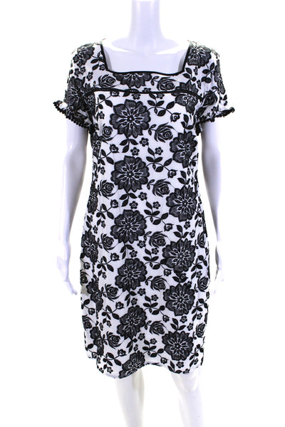 Karl Lagerfeld Womens Cotton Floral Embroidered Shift Dress White Size 10