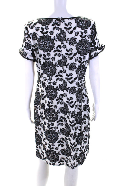 Karl Lagerfeld Womens Cotton Floral Embroidered Shift Dress White Size 10