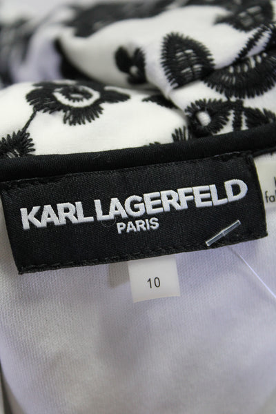 Karl Lagerfeld Womens Cotton Floral Embroidered Shift Dress White Size 10