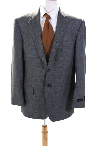 Bert Pulitzer Mens Single Breasted Houndstooth Print Suit Jacket Gray Size 42R