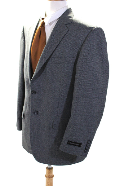 Bert Pulitzer Mens Single Breasted Houndstooth Print Suit Jacket Gray Size 42R