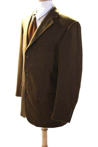 Pronto Moda Mens Lined Wool Three Button Suit Jacket Brown Size 42L