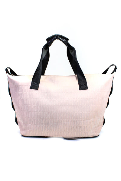 DKNY Womens Textured Monogram Faux Leather Trim Tote Bag Pink Size L