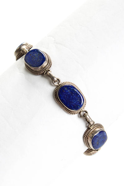 Designer Womens Sterling Silver Lapis Bracelet 18g