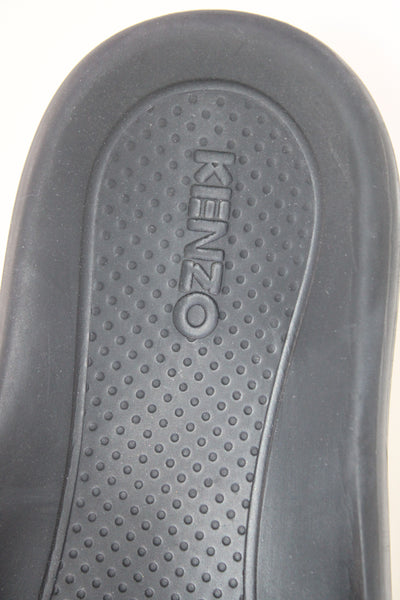 Kenzo Womens Slip On Tiger Logo Rubber Slide Sandals Black White Size 40