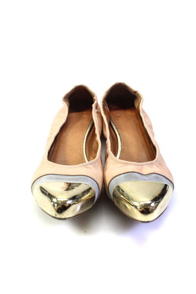 Givenchy Womens Slip On Metallic Cap Toe Ballet Flats Brown Leather Size 40.5