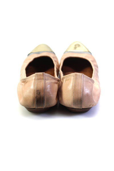 Givenchy Womens Slip On Metallic Cap Toe Ballet Flats Brown Leather Size 40.5