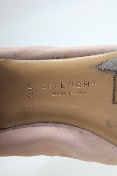 Givenchy Womens Slip On Metallic Cap Toe Ballet Flats Brown Leather Size 40.5