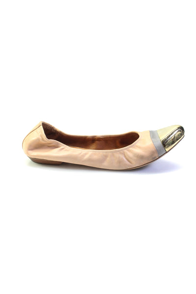 Givenchy Womens Slip On Metallic Cap Toe Ballet Flats Brown Leather Size 40.5