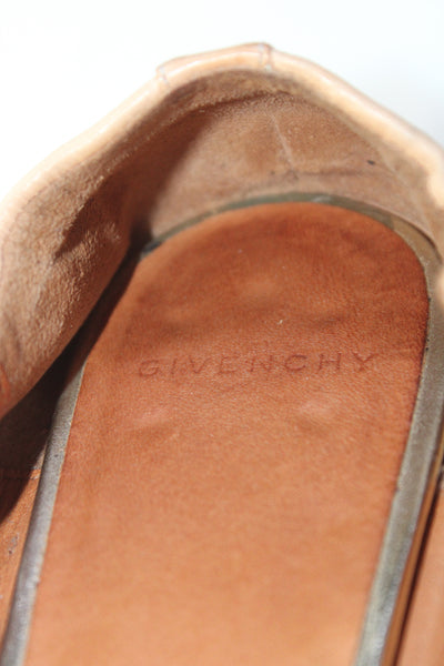 Givenchy Womens Slip On Metallic Cap Toe Ballet Flats Brown Leather Size 40.5