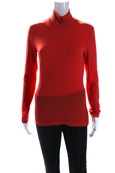 St. John Womens Long Sleeve Jersey Turtleneck Top Tee shirt Red Size Petite