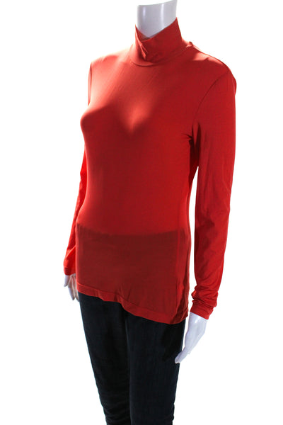 St. John Womens Long Sleeve Jersey Turtleneck Top Tee shirt Red Size Petite