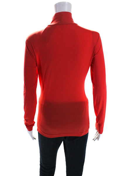 St. John Womens Long Sleeve Jersey Turtleneck Top Tee shirt Red Size Petite