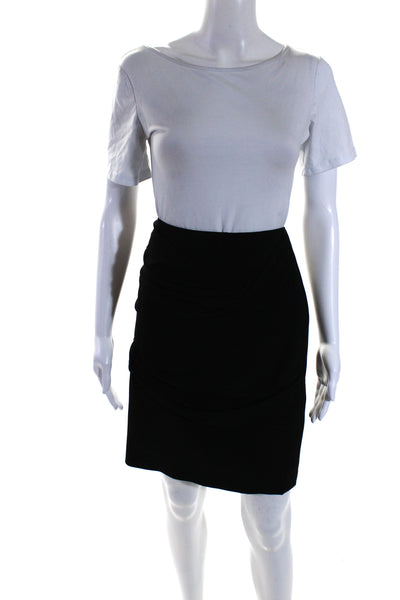 Escada Womens Knee Length Gathered Crepe Pencil Skirt Black Size IT 38