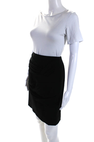 Escada Womens Knee Length Gathered Crepe Pencil Skirt Black Size IT 38