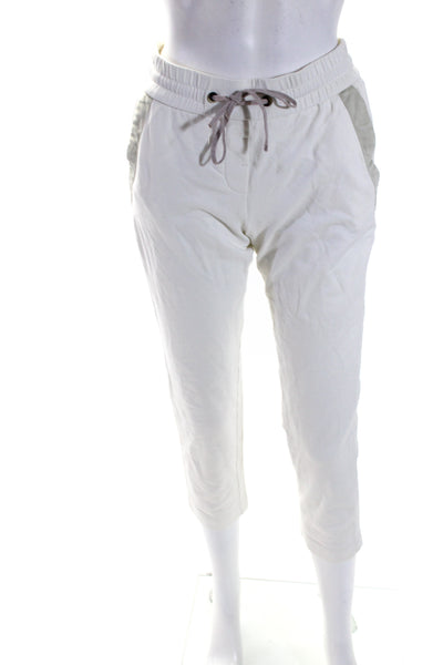 Peserico Womens Satin Trim Slim Leg Lounge Pants Sweatpants White Size IT 40