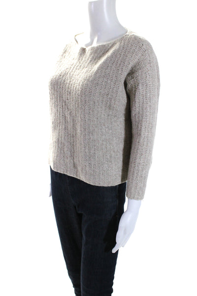 Vince Womens Boat Neck Thick Knit Pullover Sweater Beige Cashmere Size Small