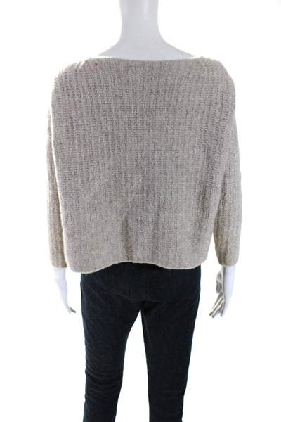 Vince Womens Boat Neck Thick Knit Pullover Sweater Beige Cashmere Size Small