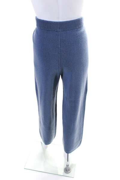 The Westside Womens Pull On High Rise Belted Sweatpants Blue Wool Size Medium