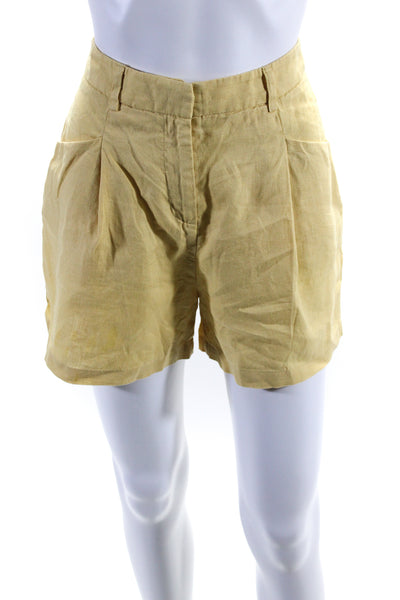 United Colors of Benetton Womens Twill High Rise Zip Up Mom Shorts Yellow Size 2