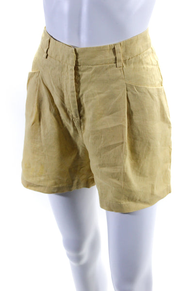 United Colors of Benetton Womens Twill High Rise Zip Up Mom Shorts Yellow Size 2