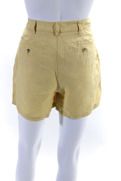 United Colors of Benetton Womens Twill High Rise Zip Up Mom Shorts Yellow Size 2