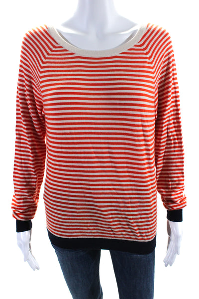 Joie Womens Long Sleeve Striped T shirt Orange Size M