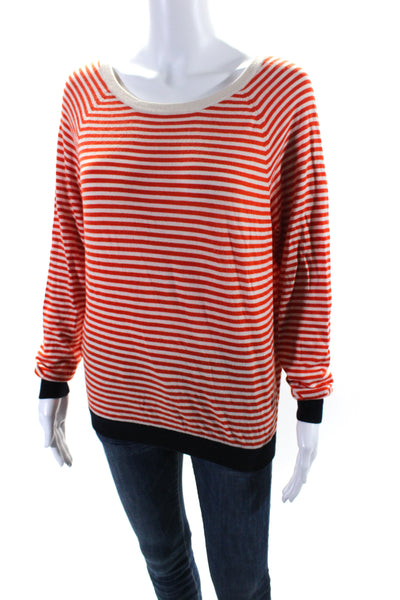 Joie Womens Long Sleeve Striped T shirt Orange Size M