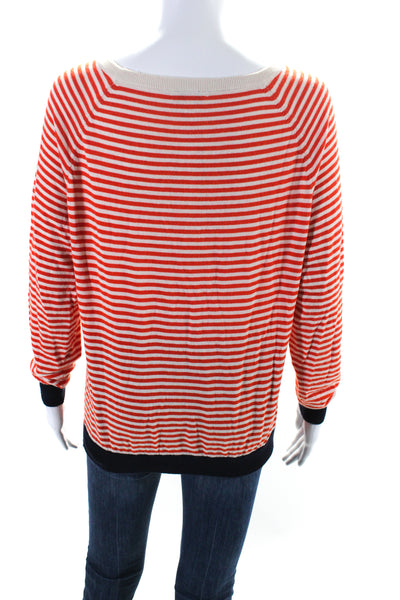 Joie Womens Long Sleeve Striped T shirt Orange Size M