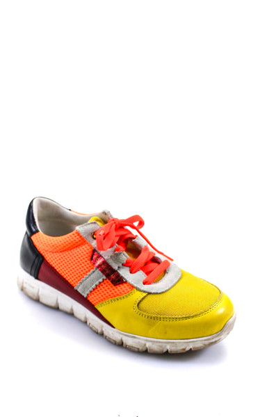 Dolce & Gabbana Childrens Boys Leather Mesh Sneakers Red Orange Yellow Size 3