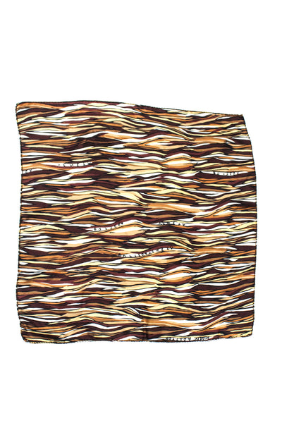 Bottega Veneta Womens Abstract Printed Logo Small Square Silk Scarf Brown White