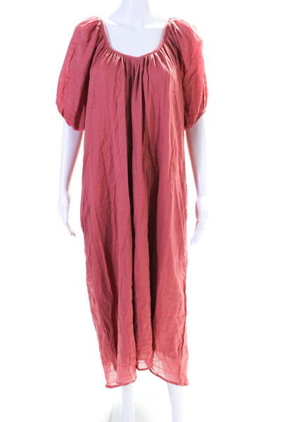 Sundry Womens Cotton Embroidered V-Neck Short Sleeve Maxi Dress Red Size 2