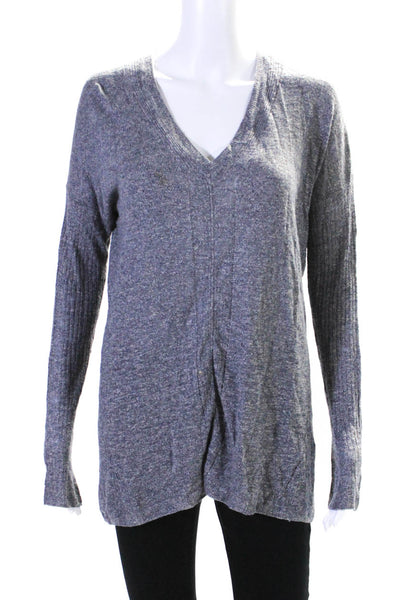 Vince Womens Knit V-Neck Long Sleeve Pullover Sweater Blouse Top Gray Size S