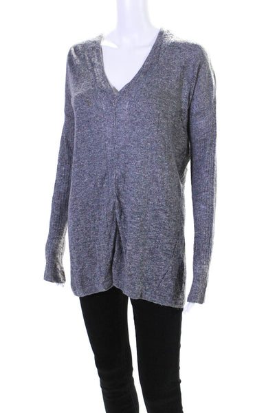 Vince Womens Knit V-Neck Long Sleeve Pullover Sweater Blouse Top Gray Size S