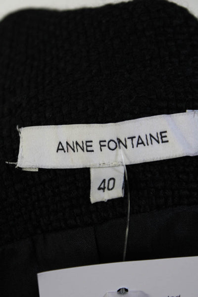 Anne Fontaine Womens Aurelie 3D Flower Tweed Coat Jacket Black Size FR 40